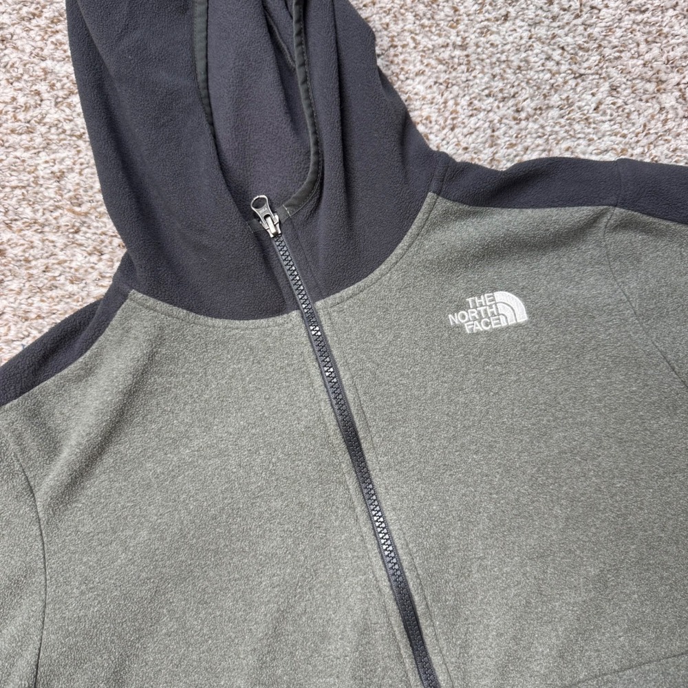 The North Face Youth Junior Full Zip Hoodie Jacket Green Black XL Youth 18 20